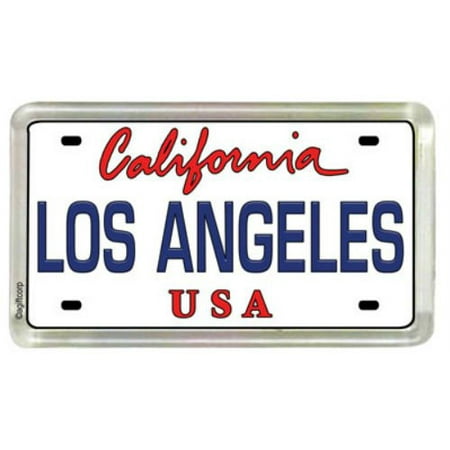 Small Acrylic Magnet - Los Angeles California License Plate Acrylic Small Fridge Collector's Souvenir Magnet 2 inches X 1.25 inches