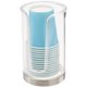 thumbnail image 4 of Dispensador de vaso de papel desechable compacto pequeño de plástico, vaso de enjuague bucal, estante de almacenamiento de tocador de baño, tocador, vestidor, transparente, 4 of 5