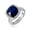 Blue, variant on Square Halo Clear Cubic Zirconia Split Shank Ring Rhodium Plated Sterling Silver Size 8