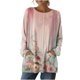 thumbnail image 5 of TaTaai Women’s Casual Round Neck Vintage Print Long Sleeve Blouse With Pockets Loose Fit Solid Base T Shirts Soft Polyester Daily Holiday Travel Top Gift, 5 of 7