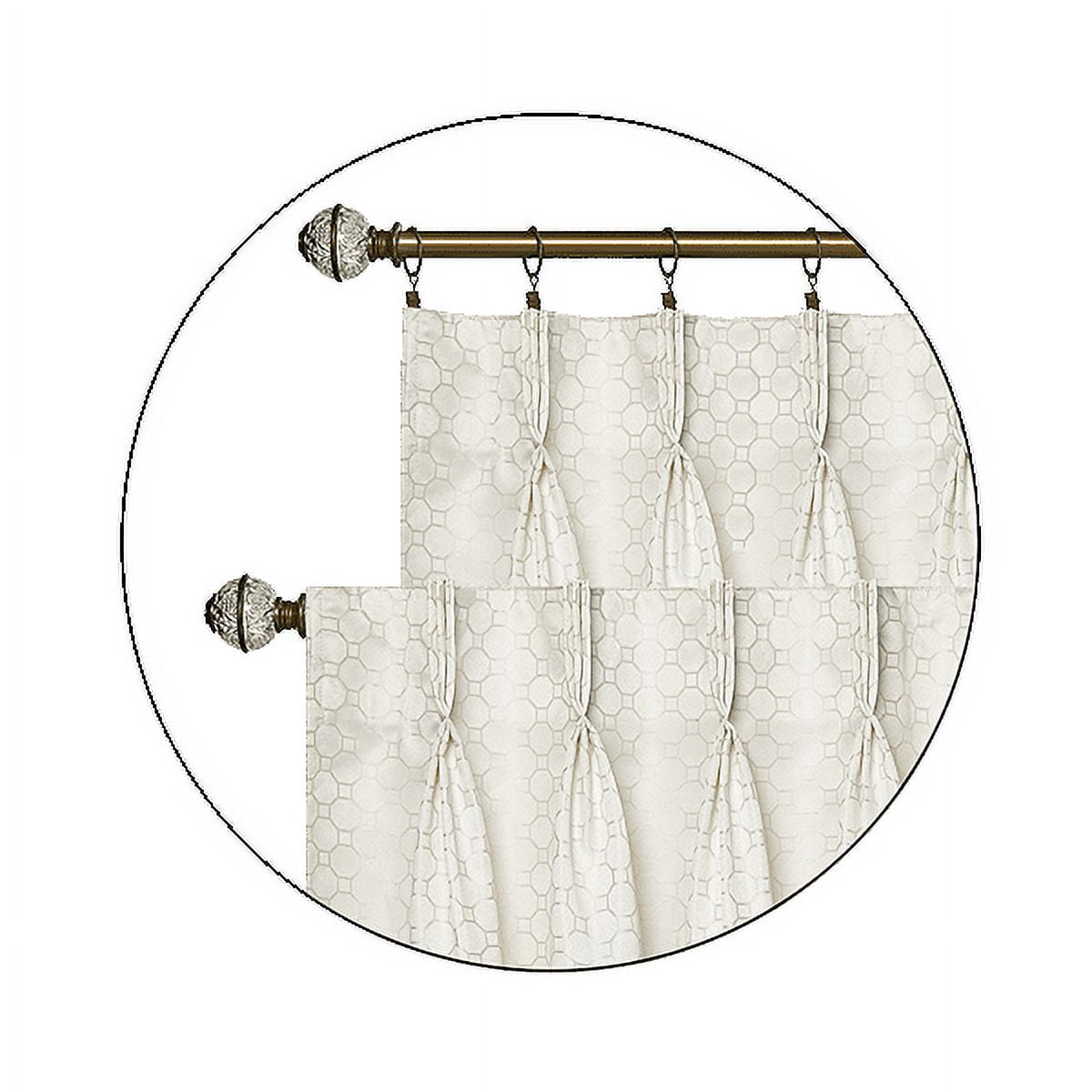 Woven Trends Modern Geometric 6-Piece Window Treatments Curtains, 55 x 84 Inches Rod Pocket Panels Light Filtering Curtain with Attached Valance, Underlay, and Tie Straps for Room Decor, Cream