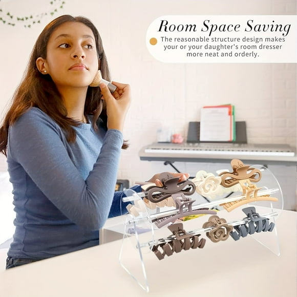 EGNMCR Hooks for Hanging Acrylic Rotating Hair Claw Clip Storage Display Shelf Storage Display Shelf
