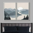 thumbnail image 2 of IDEA4WALL Framed Canvas Print Wall Art Green Pastel Watercolor Mountain Forrest Lake Valley Abstract Shapes Modern Landscape Nature for Living Room, Bedroom, Office - 16"x24"x2 White, 2 of 5