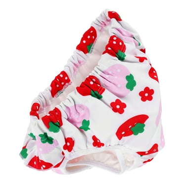 Strawberry Pattern Swim Diaper Adjustable Reusable Diapers Swim Diapers Cute Ruffled Design Baby Swim Diaper For Infants And Toddlers