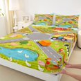 thumbnail image 4 of Manfei Toy Cars Queen Sheets,Cartoon Boys Art Queen Sheet Sets,Gray,4pcs,1 Flat Sheet, 1 Fitted Sheet and 2 Pillowcases, 4 of 6