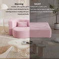thumbnail image 3 of Miniyam Convertible Teddy Fabric Foam-Filled Sleeper Sofa Bed, 15" Full Size Folding Mattress for Living Room, Guest Bed, Playroom， No Assembly Required, Pink, 3 of 10