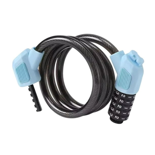 Candado de cable para bicicleta con código de 5 dígitos, accesorio de seguridad para candado de bicicleta, práctico Azul