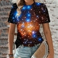 thumbnail image 4 of YueHuiYing Galaxy Shirt for Women Space Print Loose-Fit Short Sleeve Crewneck Casual Blouse Summer Graphic Tee Tops Cute Streetwear, 4 of 7