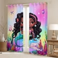 thumbnail image 2 of Feelyou Black Fairy Mermaid Blackout Curtains Set of 2 (52x84 Each) for Kids Boys Girls, Rainbow Galaxy Animal Window Curtains, Pink Blue, 2 of 6