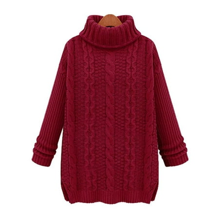 Womens Turtle Neck Cable Knit Sweater