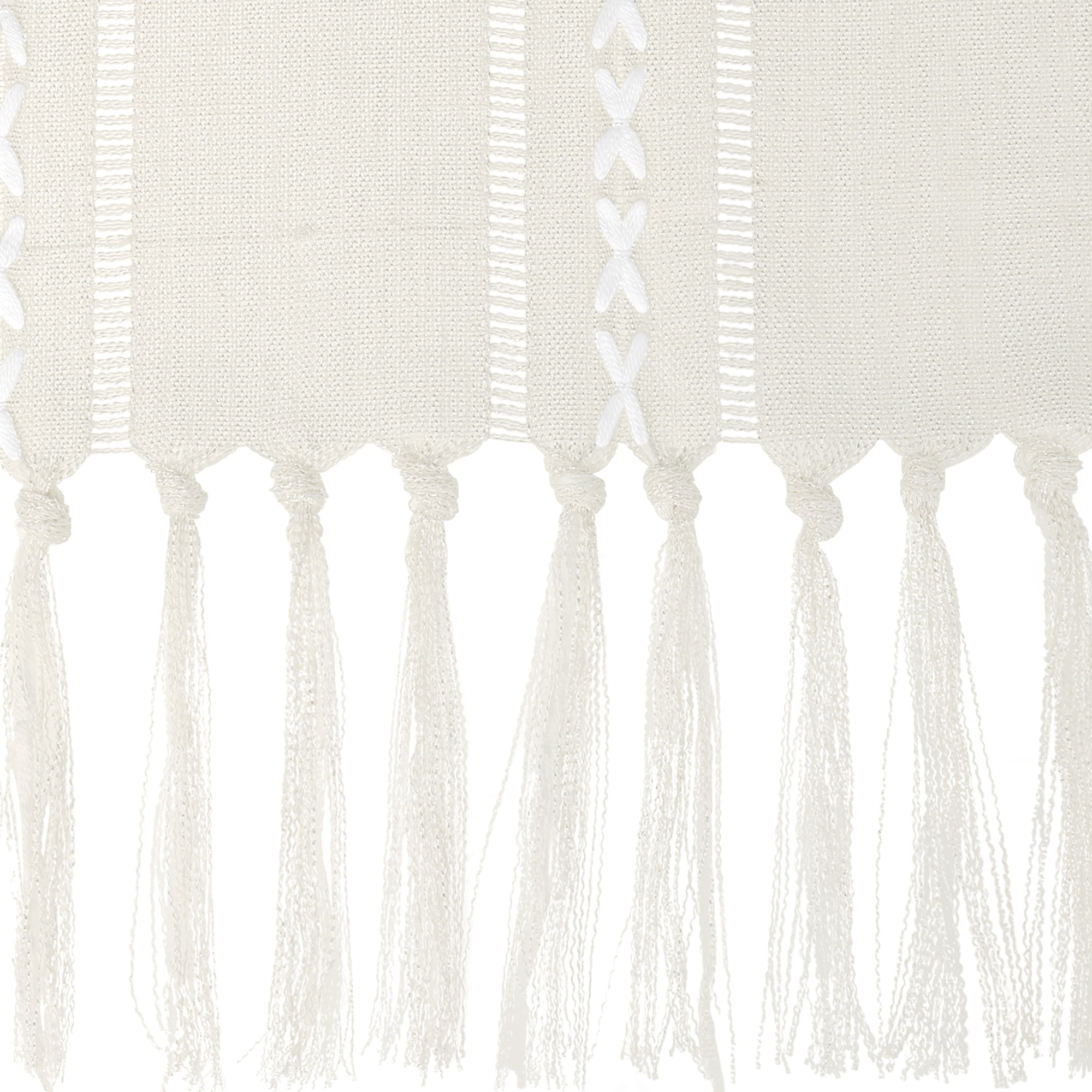 Unique Bargains Fringe Table Runner Hollow Out Table Flags for Daily Decoration Beige 13"x72"