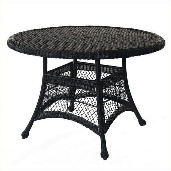 Pemberly Row Wicker 44" Round Dining Table in Espresso