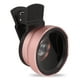 thumbnail image 2 of Lente para teléfono 2 en 1 HD profesional con clip universal, gran angular de 0,45X, lente macro de 12,5X para teléfono móvil y tableta, color oro rosa, 2 of 12