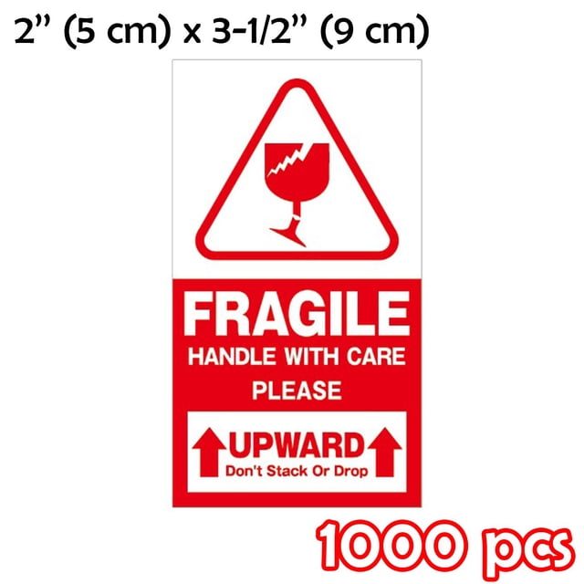 Red Large Fragile Handle with Care Keep Dry Upward Do Not Trample Shipping Box Warning Stickers Label (STK-03 1000pcs)