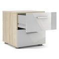 thumbnail image 5 of Tvilum Loft 2 Drawer Bedroom Nightstand for Adults, Oak Structure/White High Gloss, 5 of 14