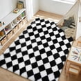thumbnail image 5 of UNTIMATY 8'x10' Shag Area Rugs for Living Room Ultra-Soft High-Pile Fluffy Checkered Rug Non-Slip Carpet Rugs for Bedroom , Black White, 5 of 7