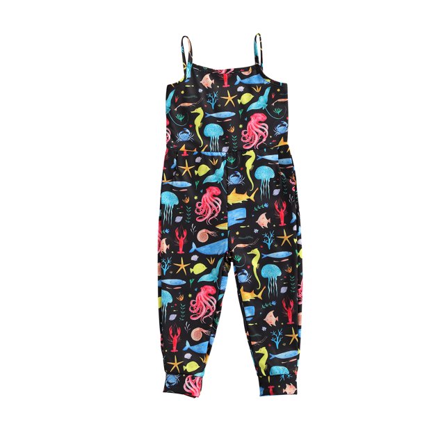 EYIIYE Tenue d'Été pour Petites Filles Combinaison Sans Manches à Bretelles Col Rond