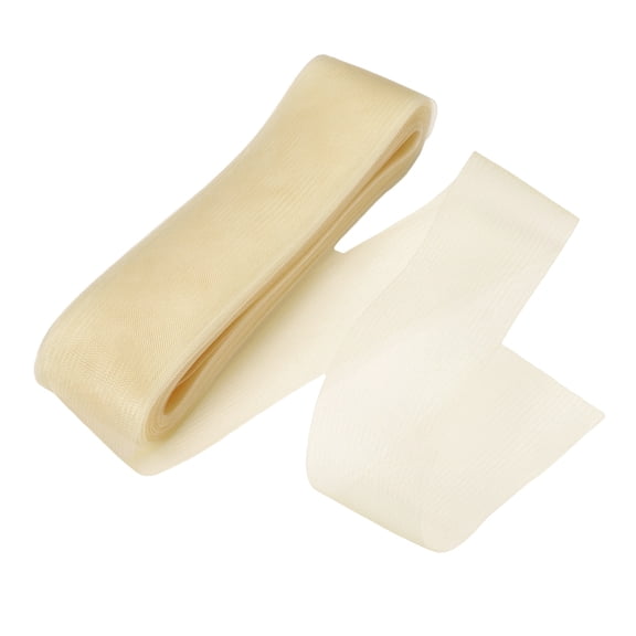 Uxcell Stiff Horsehair Braid 50 Yards 3 Inch Soft Horsehair Trim for Polyester Boning Sewing Wedding Dress Dance Gown Shaping Trimming, Light Yellow