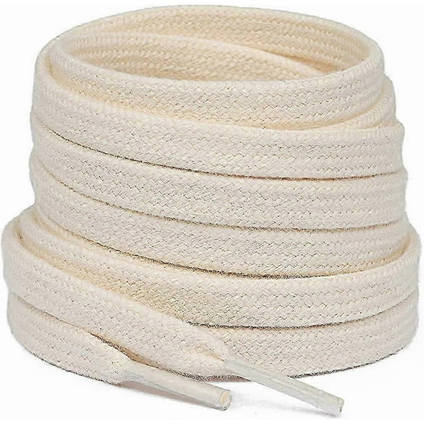 2 Pairs of Flat Shoelaces Made of 100% Cotton.8 Mm Wide Tear-Resistant Shoelaces