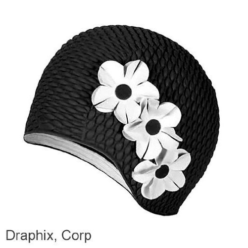 Swim Cap with Chin Strap Black