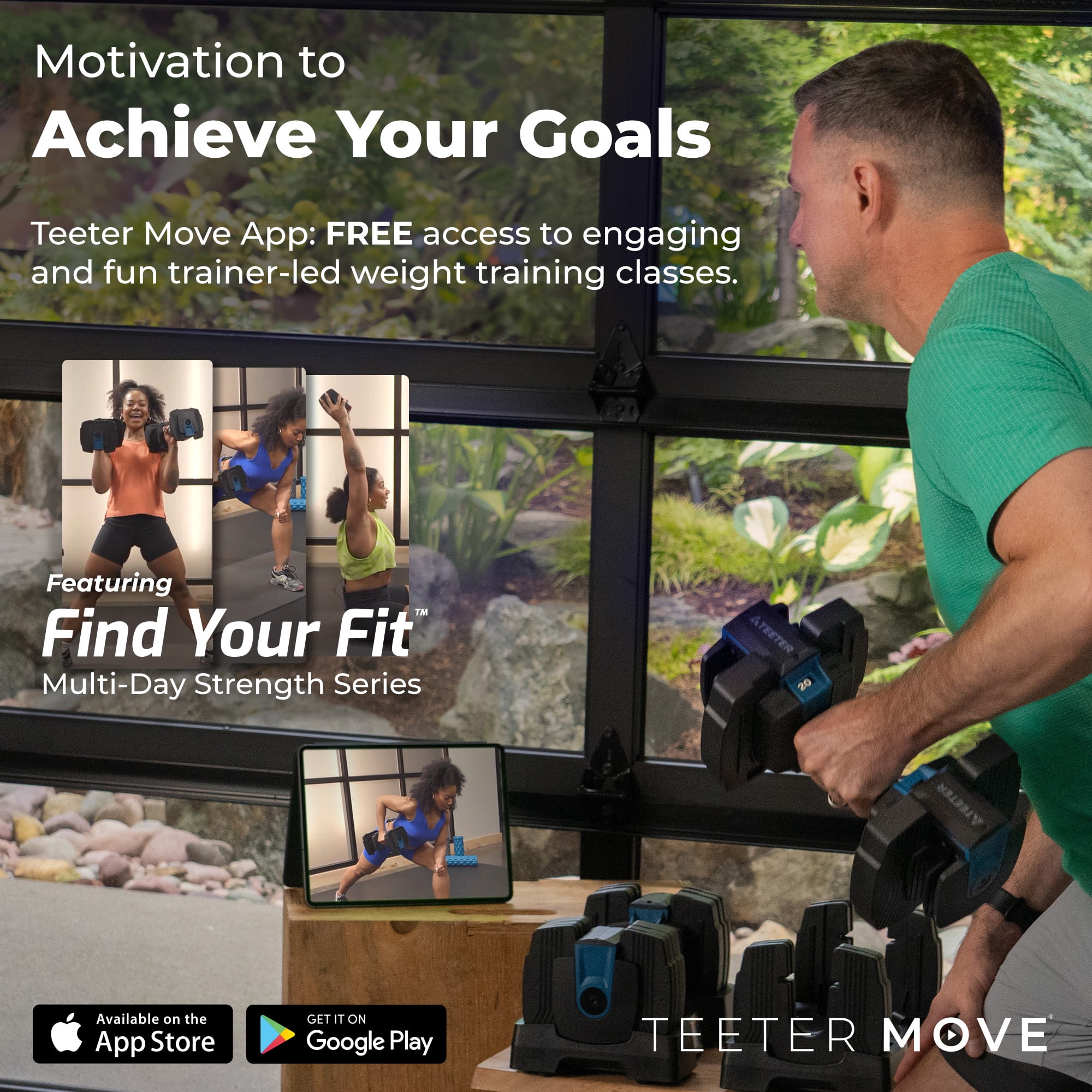 Teeter ProFlex 432 Adjustable Dumbbell Weight Set, 8 in 1 Free Weights 4 to 32lb, Quick-Set Grip Handles, Home Gym Space Saver