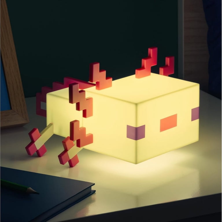 Paladone Minecraft Axolotl Light, Pixelated Game Room Mood Lamp, 5