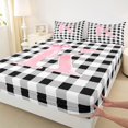 thumbnail image 4 of Manfei Simple Square Checkered Queen Sheets,Personalized Letter K Gifts Queen Sheet Sets,4pcs,1 Flat Sheet,1 Fitted Sheet and 2 Pillowcases, 4 of 6