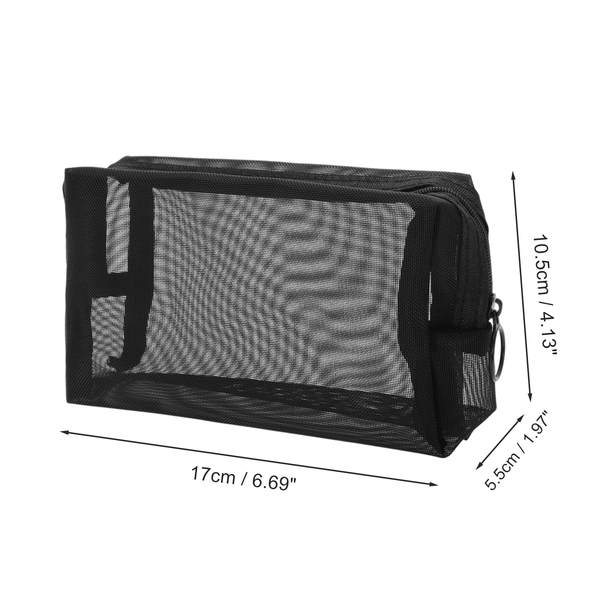 Unique Bargains 1Pc Simple Durable Mesh Storage Makeup Bag for Various Occasions Black