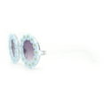 thumbnail image 3 of Girls Kids Size Daisy Jewel Trim Plastic Round Circle Lens Sunglasses Blue - Smoke, 3 of 4