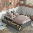 thumbnail image 2 of Twin Size Wooden Platform Bed with Storage Drawers, Gray, 2 of 11