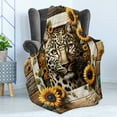 thumbnail image 3 of Ambesonne Leopard Fleece Throw Blanket Farmhouse Sunflowers Rustic 70"x90" Earth Yellow and Caramel, 3 of 5