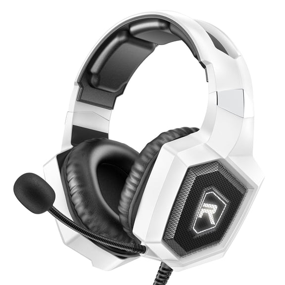 RUNMUS Gaming Headset for PS4, PS5, Xbox One, PC Headset w/Surround Sound, Noise Canceling Over Ear Gaming Headphones with Mic & LED Light