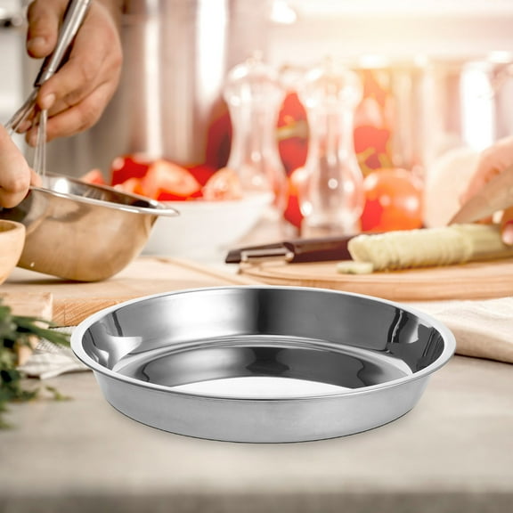 Masteelf Round Rack Plate Thickened Lasagna for Roasting Vegetable Turkey Meat Stainless Steel Roasting Tray Baking Tray