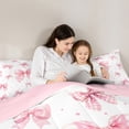 thumbnail image 5 of Homewish Cartoon Bowknot 7 Pieces Bedding Comforter Set,Stars Polka Dots Full Bedding Set,Bowtie Bow Ribbon Fitted Sheet Flat Sheet For Girls,Microfiber Bedroom Decor Reversible, 5 of 9