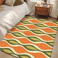 thumbnail image 4 of 3'x5' Area Rugs, Orange Green Geometric Indoor Outdoor Area Rug for Living Room Bedroom, Abstract Moire Contemporary Washable Bathroom Rugs Kitchen Floor Carpet Mats Home Decor Aesthetic, 4 of 8