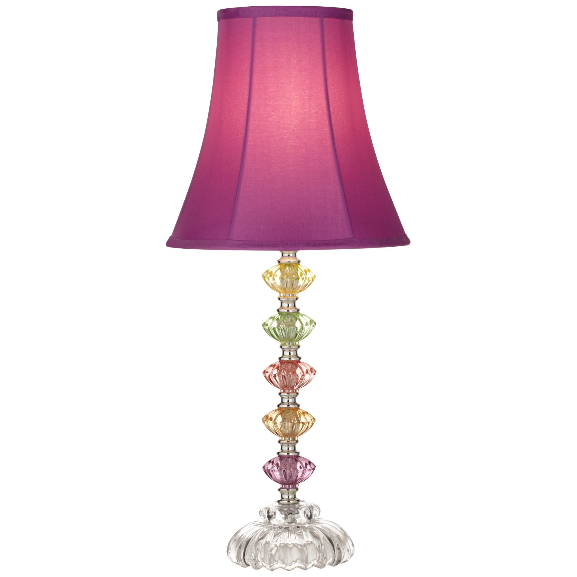 360 Lighting Bohemian Country Cottage Accent Table Lamp 21" High Orchid Stacked Glass Off White Bell Shade for Bedroom Living Room Bedside Nightstand