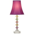thumbnail image 2 of 360 Lighting Bohemian Country Cottage Accent Table Lamp 21" High Orchid Stacked Glass Off White Bell Shade for Bedroom Living Room Bedside Nightstand, 2 of 7