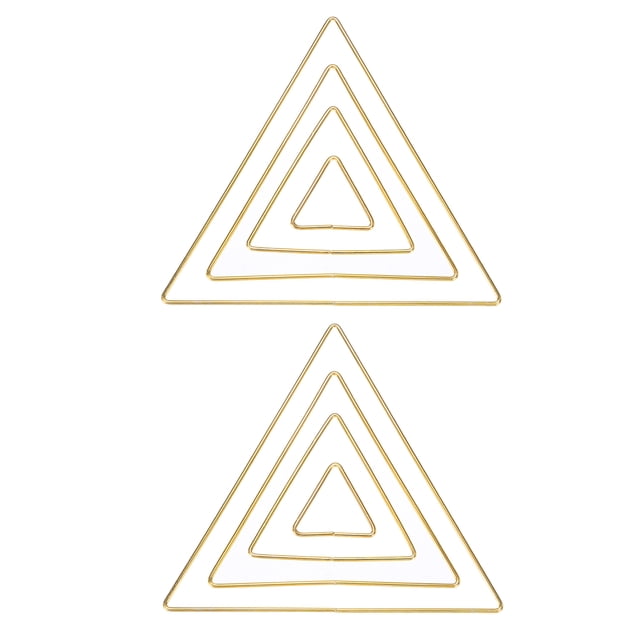 Uxcell 2-Conjunto Anillos Atrapa Sueños, 4 Tamaños Anillo Floral en Forma de Triángulo de Metal para Manualidades DIY Dorado