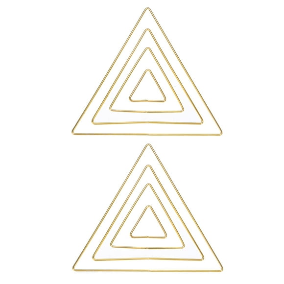 Uxcell 2-Conjunto Anillos Atrapa Sueños, 4 Tamaños Anillo Floral en Forma de Triángulo de Metal para Manualidades DIY Dorado