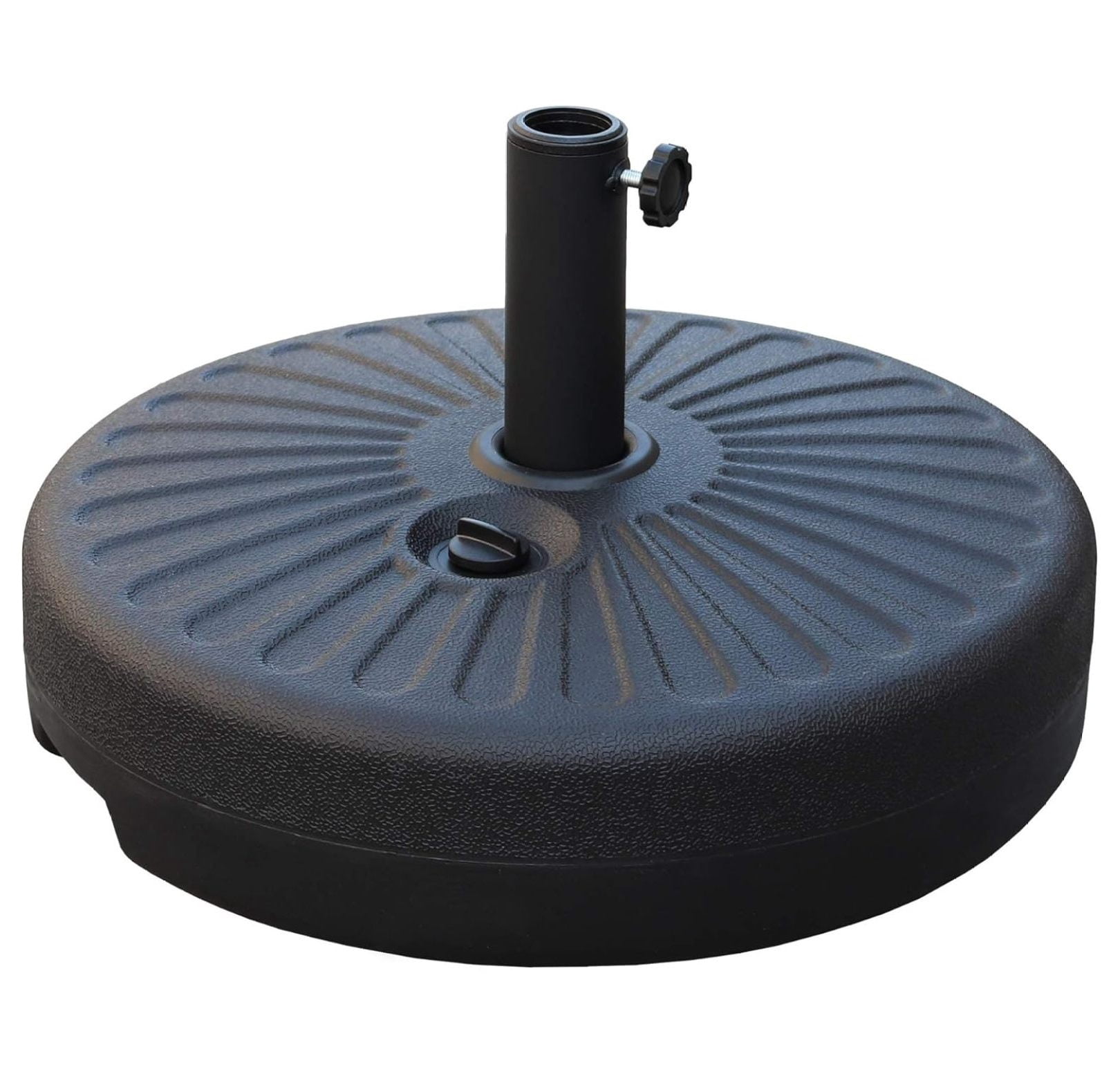 HDPE Plastic .5LBS 20”Dia Patio Outdoor Umbrella Base Water Filled Stand Round Umbrella Base 1.5-inch Steel Umbrella Pole Holder Heavy Duty for Lawn Garden Backyard (Black)