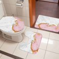 thumbnail image 4 of Pink Gold Marble Bath Mat 3 Piece Bathroom Rug Set, Modern Abstract Marble Crack Texture Non Slip Bath Rug Contour Mat and Toilet Lid Cover, Absorbent Shower Mats Soft Bath Rugs and Mats Sets, 4 of 8
