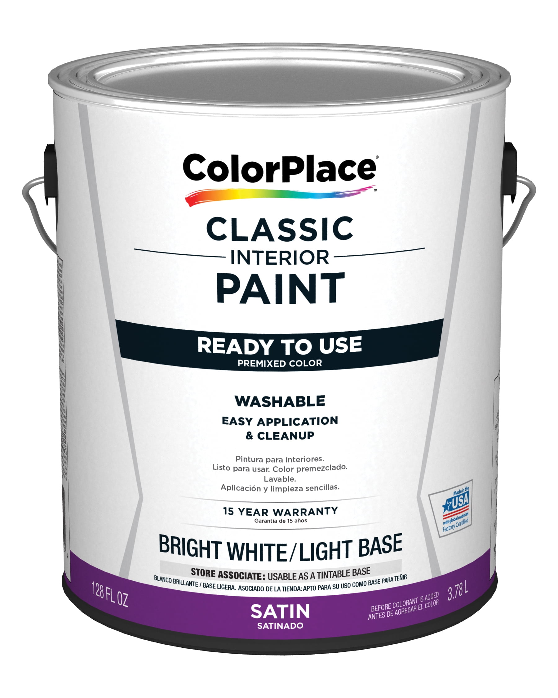ColorPlace Classic Interior Wall & Trim Paint, Satin, Bright White