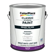 ColorPlace Classic Interior Wall & Trim Paint, Satin, Bright White/Light Base, 1 Gallon