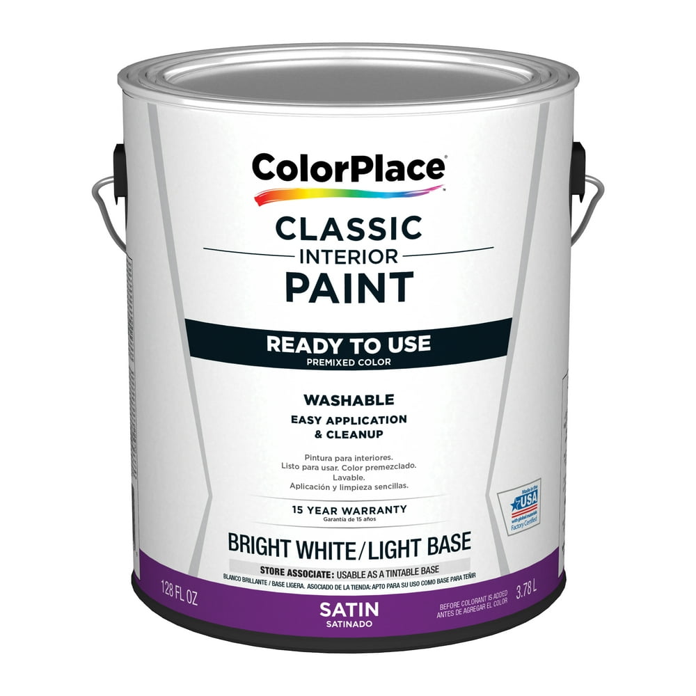 ColorPlace Classic Interior Wall & Trim Paint, Satin, Bright White