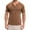 Khaki, variant on Lmnyox Summer Shirt for Men Classic Fashion Short Sleeve V Neck Button T Shirt Solid Color Basic Tee Shirt