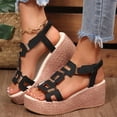 thumbnail image 6 of Bnwani Platform Sandals Women,Summer Sandals,Wedge,Open Toe,Casual,Cutout,Black,8.5, 6 of 9