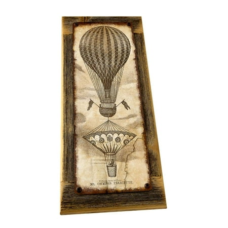 Framed Outdoor Vintage Hot Air Balloon 4 X12 Metal Sign Wall