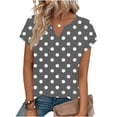 thumbnail image 5 of Bixock Women's Casual Short Sleeve Blouse,Summer Print Color Tops,Fashion Random Print Basical Layering V-Neck Lightweight T-shirts, 5 of 5