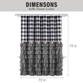 thumbnail image 5 of Farmhouse Shower Curtain Black and White Buffalo Plaid Pattern Fabric with Buttons & Gray Ruffles 72"x72", 5 of 6