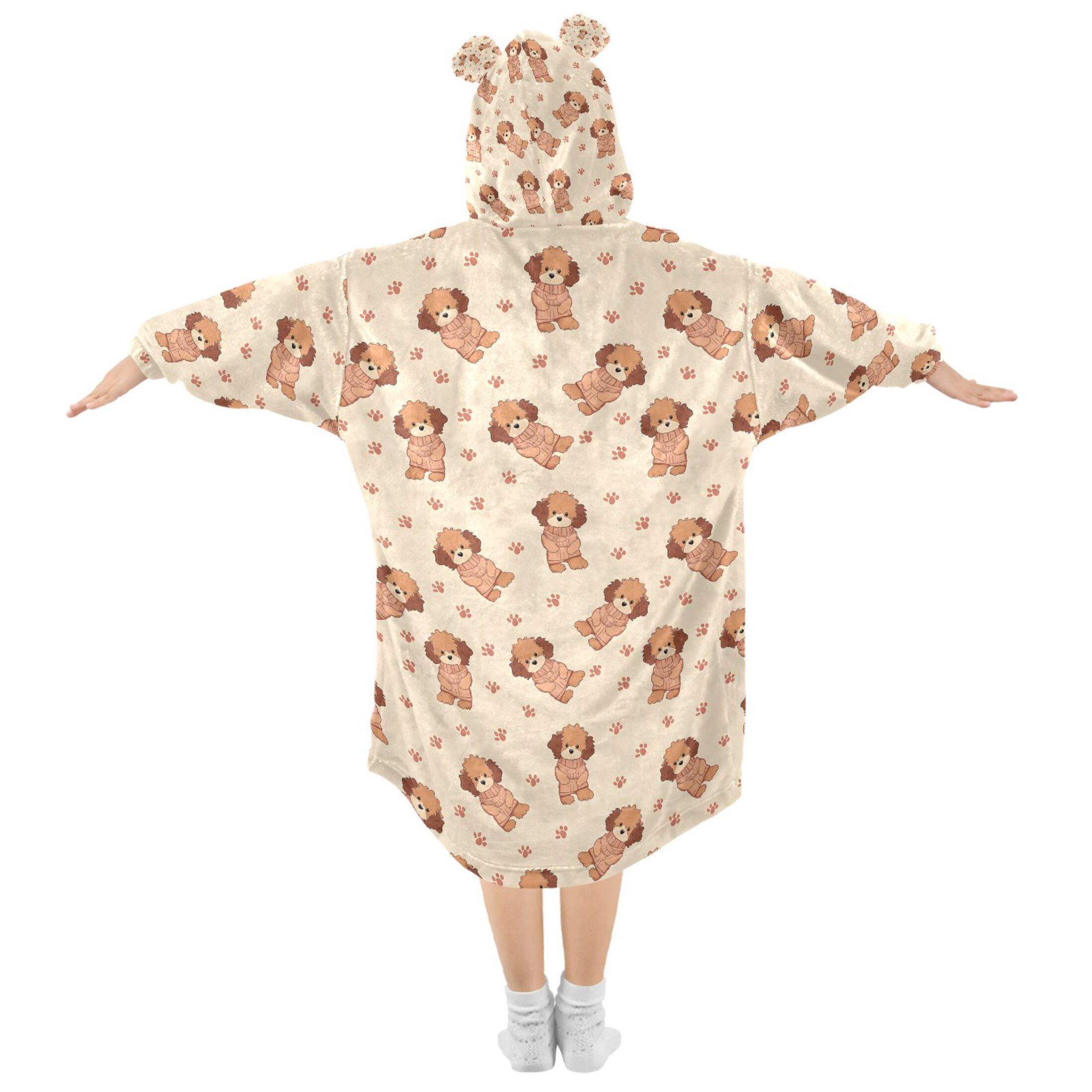 joogoo Blanket Hoodie for Cute Dogs Footprints Cartoon Oversize Sweatshirt 3-14 YR L
